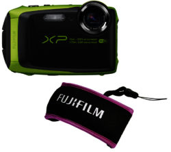 FUJIFILM  XP90 Tough Compact Camera & XP Float Strap Green & Purple Bundle